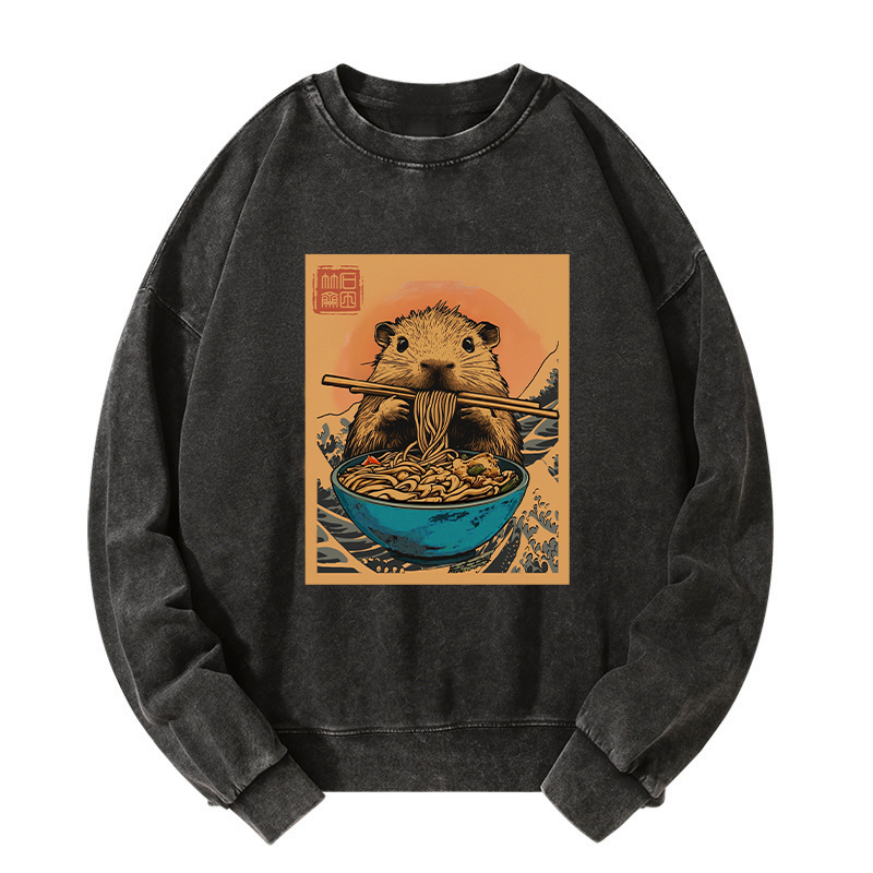 opossum eating ramen sweatshirt for japanese culture fans