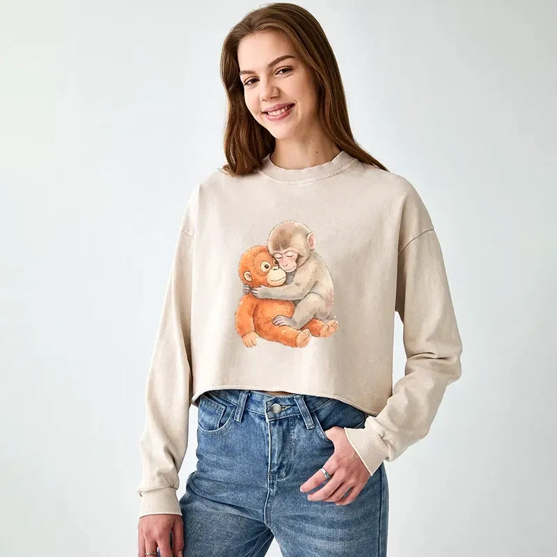 Vintage Crop Sweatshirt for Daily Wear