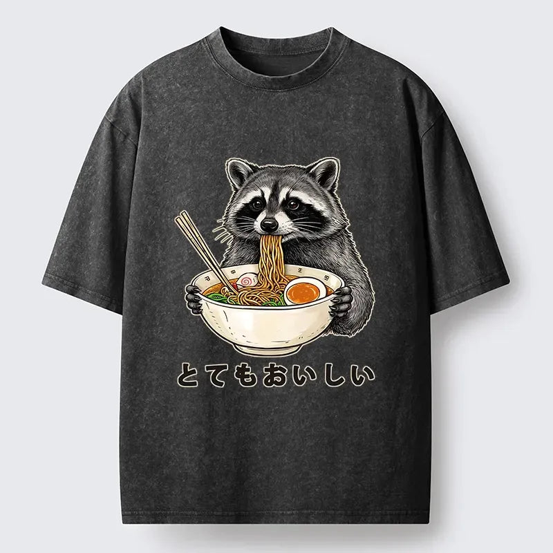Japanese Vintage Raccoon Ramen T-Shirt