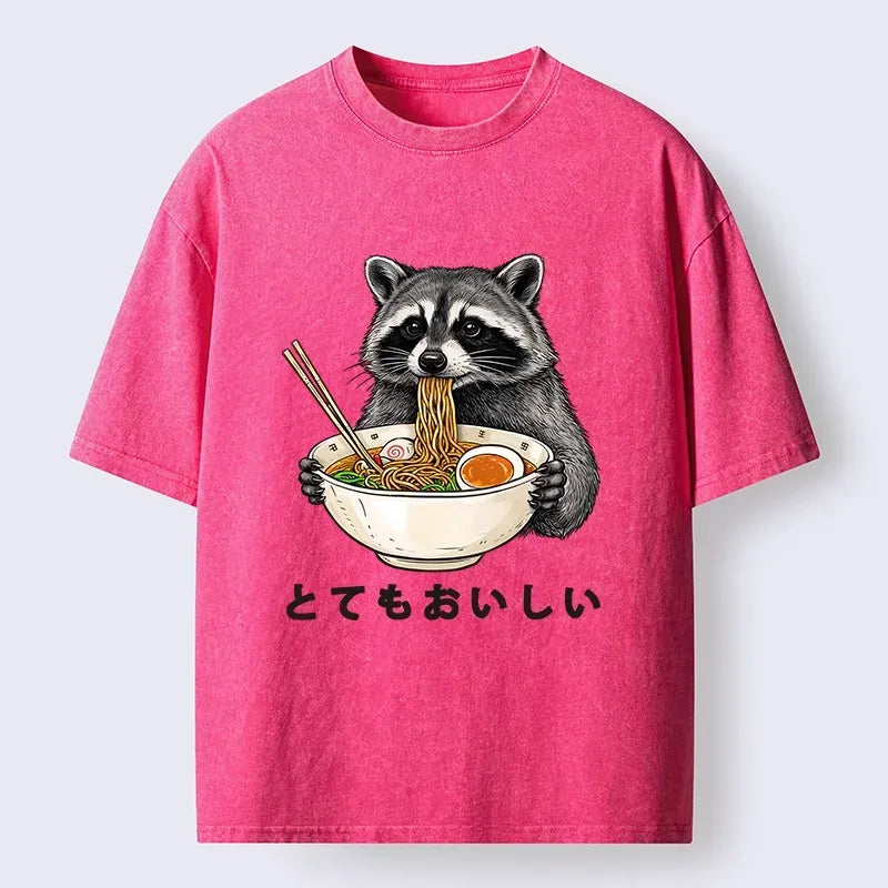 Japanese Vintage Raccoon Ramen T-Shirt