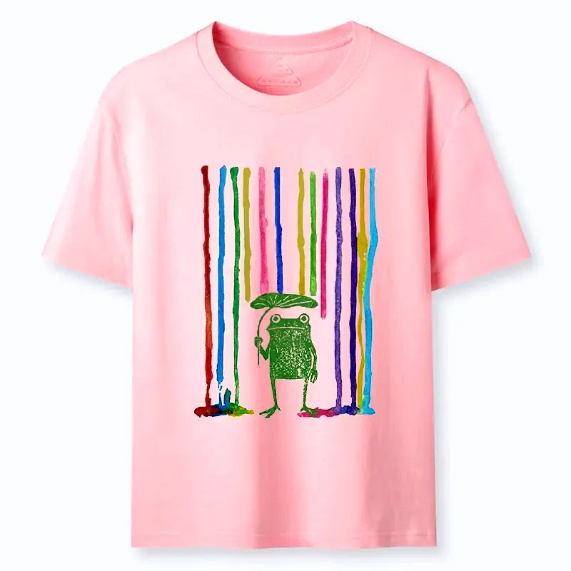 Trendy Rainbow Frog Tee for Summer
