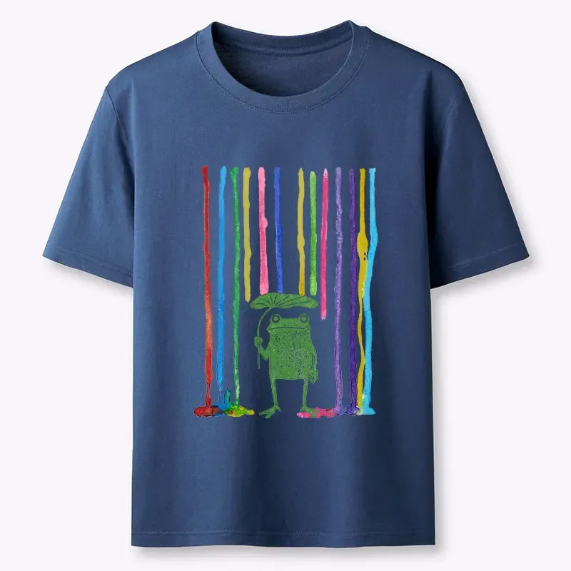 Trendy Rainbow Frog Tee for Summer