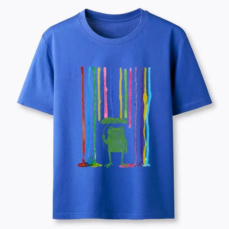 Trendy Rainbow Frog Tee for Summer