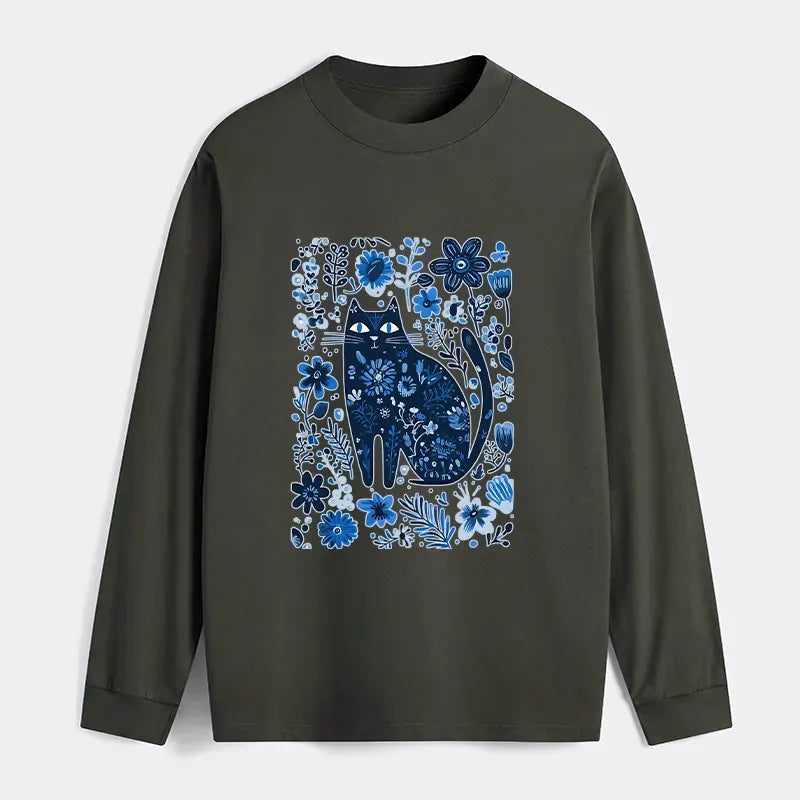 Kyoto-Lion A Cat Among Flowers Classic Long Sleeve T-Shirt