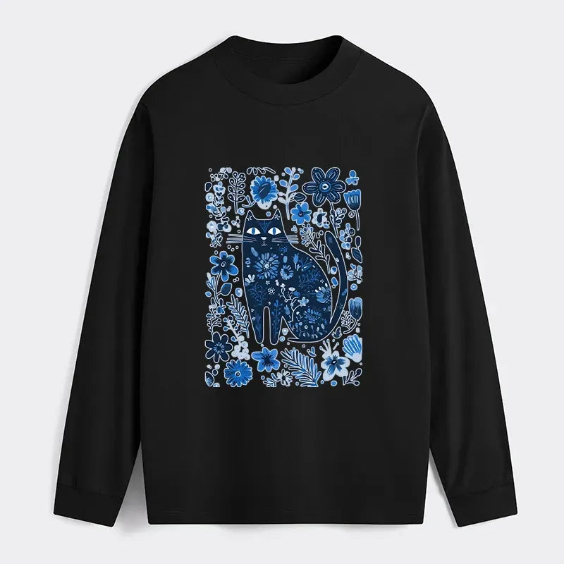 Kyoto-Lion A Cat Among Flowers Classic Long Sleeve T-Shirt