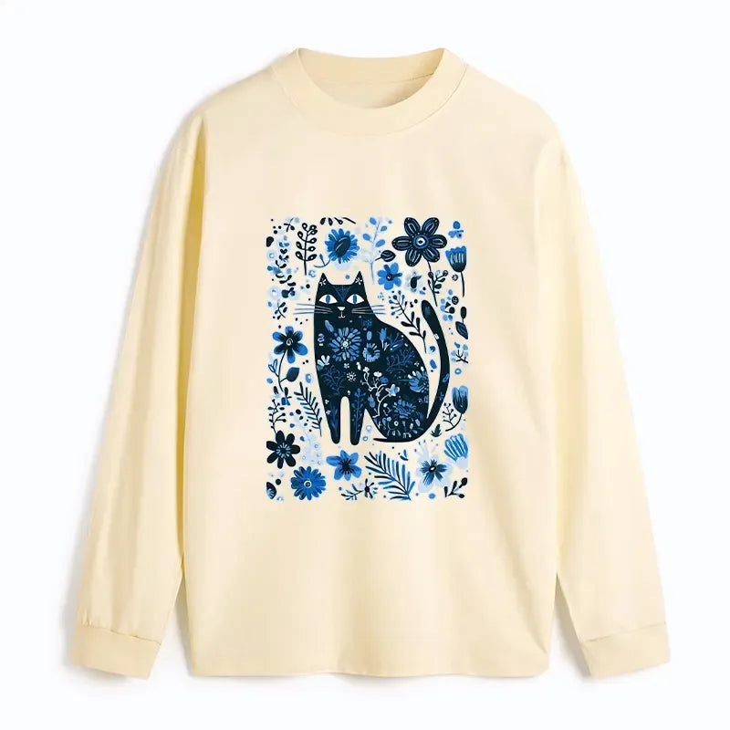 Kyoto-Lion A Cat Among Flowers Classic Long Sleeve T-Shirt