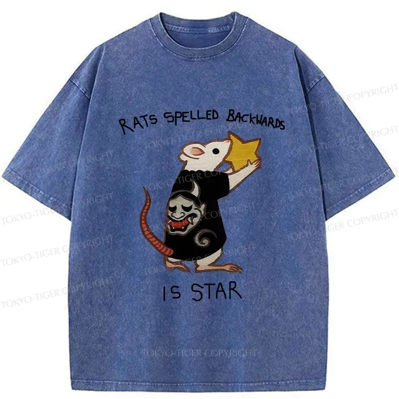 Kyoto-Lion Rats Spelled Backwards Is Star Funny Washed T-Shirt