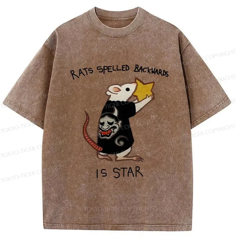 Kyoto-Lion Rats Spelled Backwards Is Star Funny Washed T-Shirt