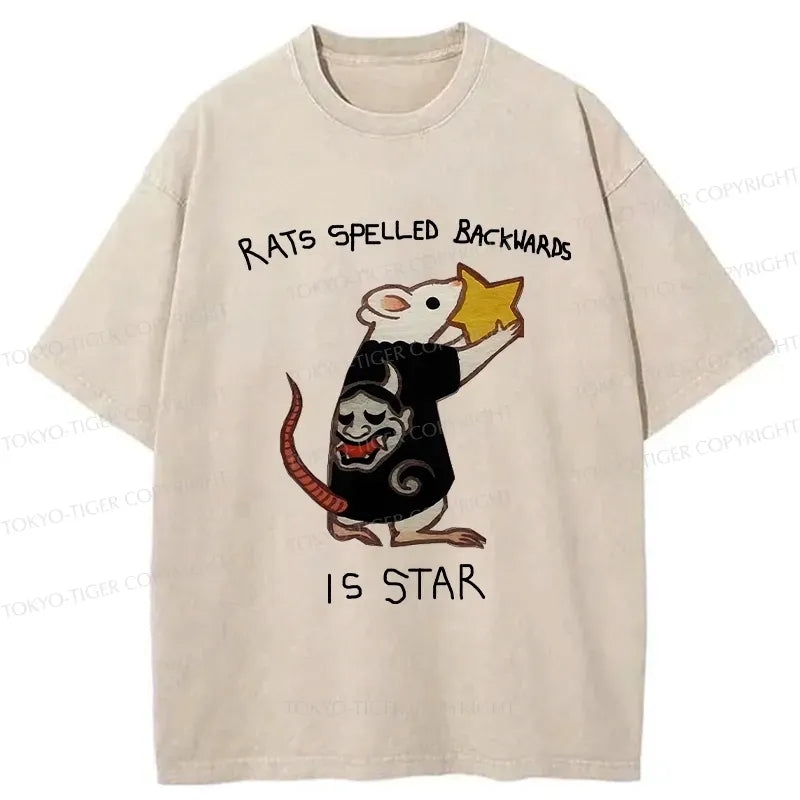 Japanese Funny Washed T-Shirt for Daily Wear