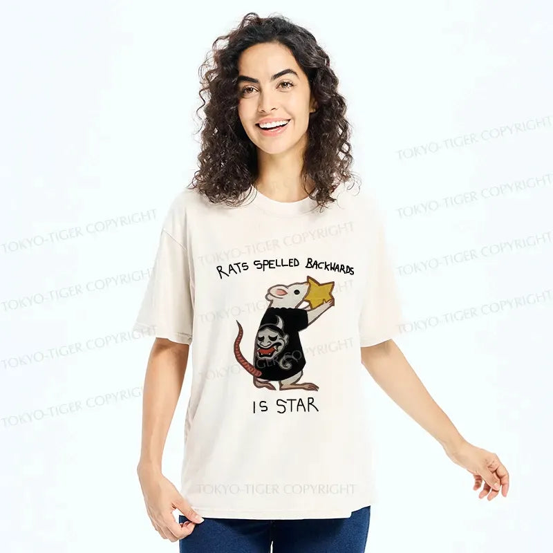 Japanese Funny Washed T-Shirt for Daily Wear