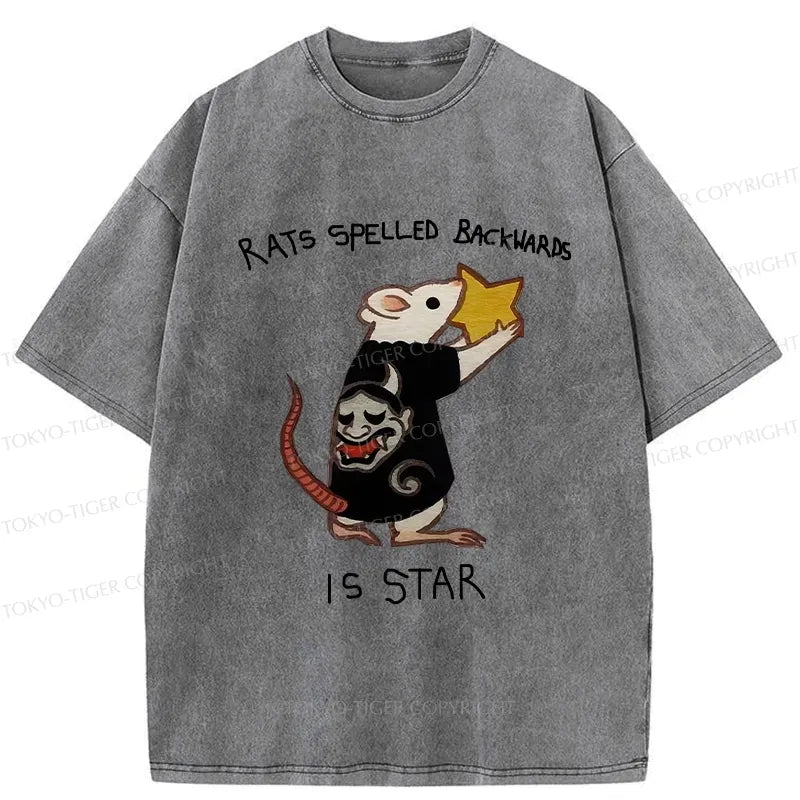 Kyoto-Lion Rats Spelled Backwards Is Star Funny Washed T-Shirt
