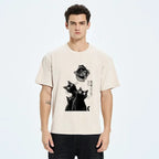 Kyoto-Lion Cats And The Curious Mouse Washed T-Shirt