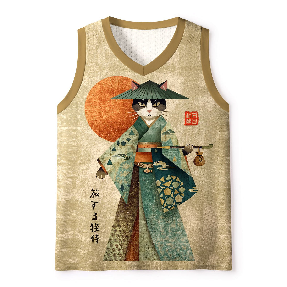 Kyoto-Lion Journey Of The Cat Samurai Mesh Tank Top