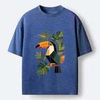 Kyoto-Lion Tropical Toucan Art Washed T-Shirt