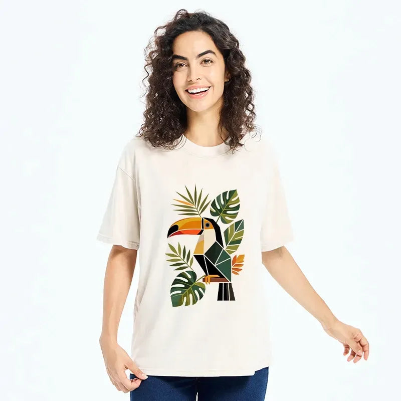 Japanese art washed t-shirt for daily wear