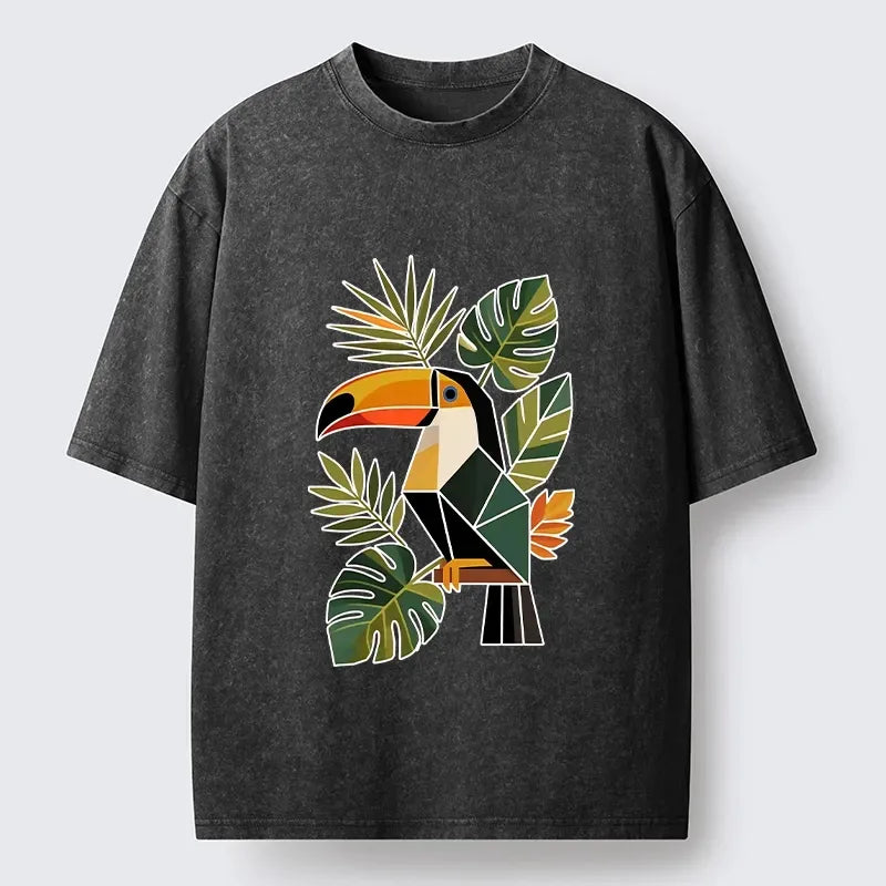 Japanese art washed t-shirt for daily wear