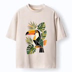 Kyoto-Lion Tropical Toucan Art Washed T-Shirt