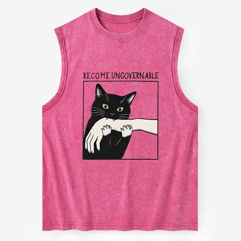 Japanese Ukiyo-e Biting Cat Tank Top