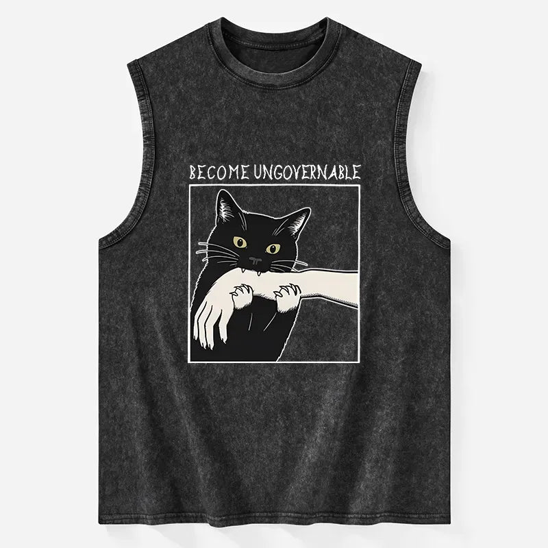 Japanese Ukiyo-e Biting Cat Tank Top
