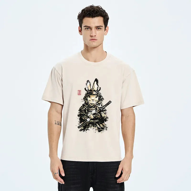 Kyoto-Lion Samurai Rabbit Washed T-Shirt