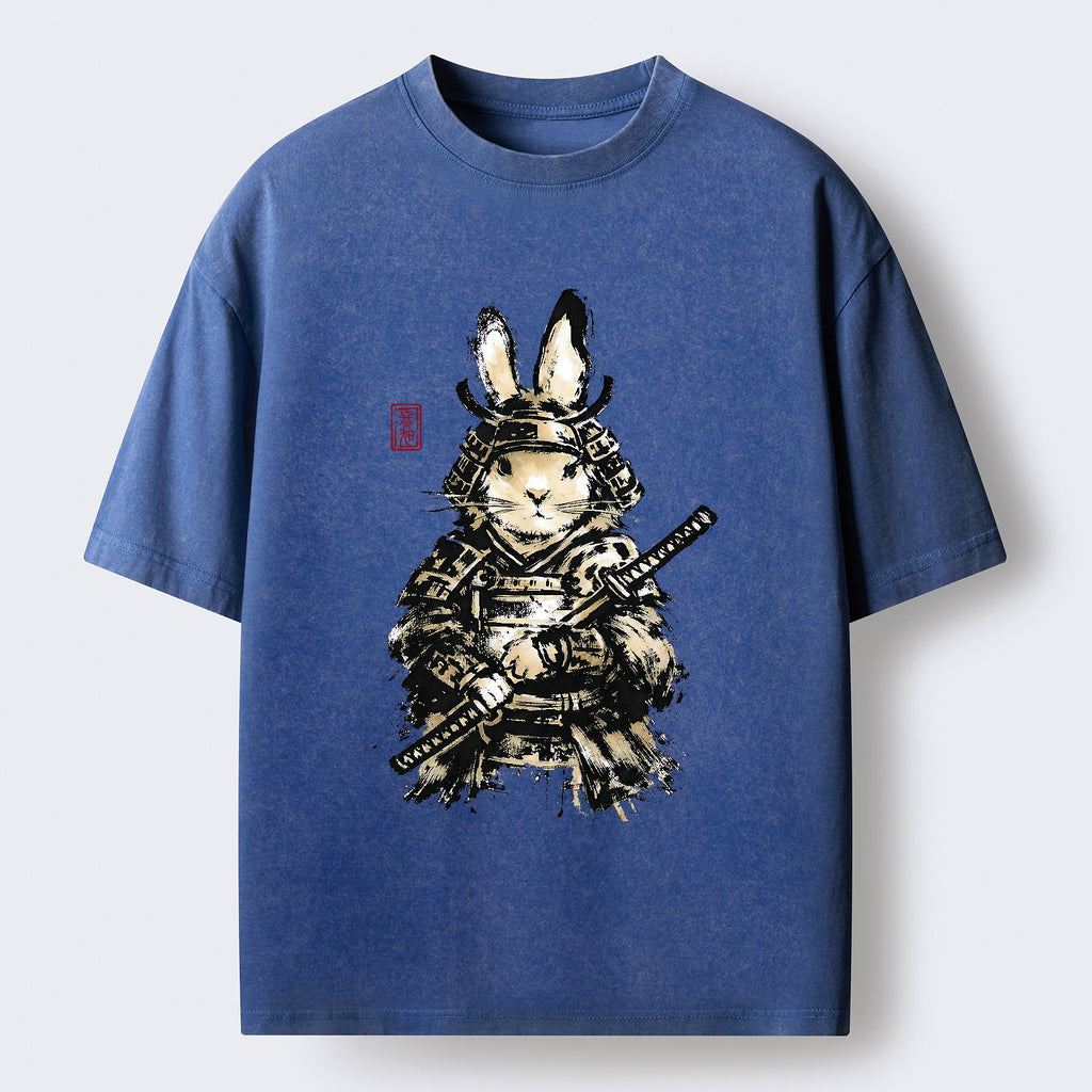 Kyoto-Lion Samurai Rabbit Washed T-Shirt