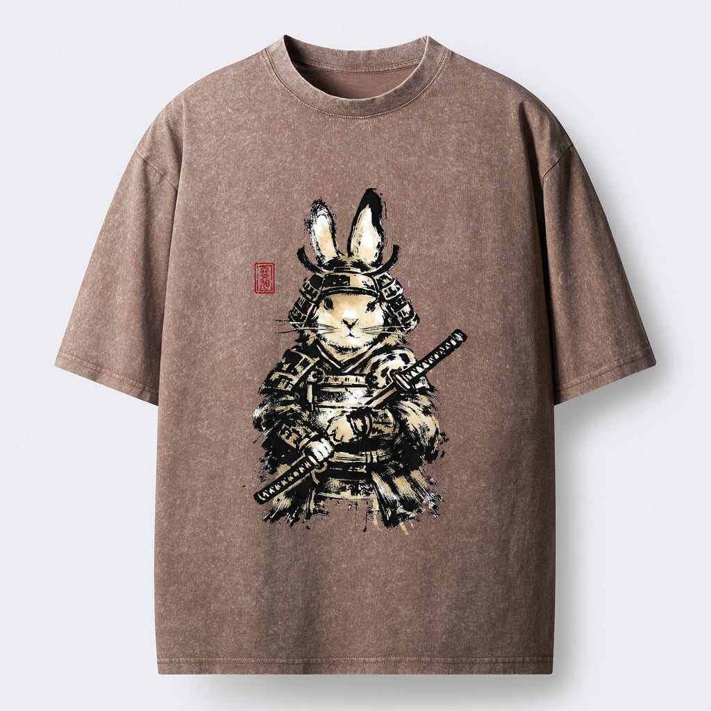 Kyoto-Lion Samurai Rabbit Washed T-Shirt