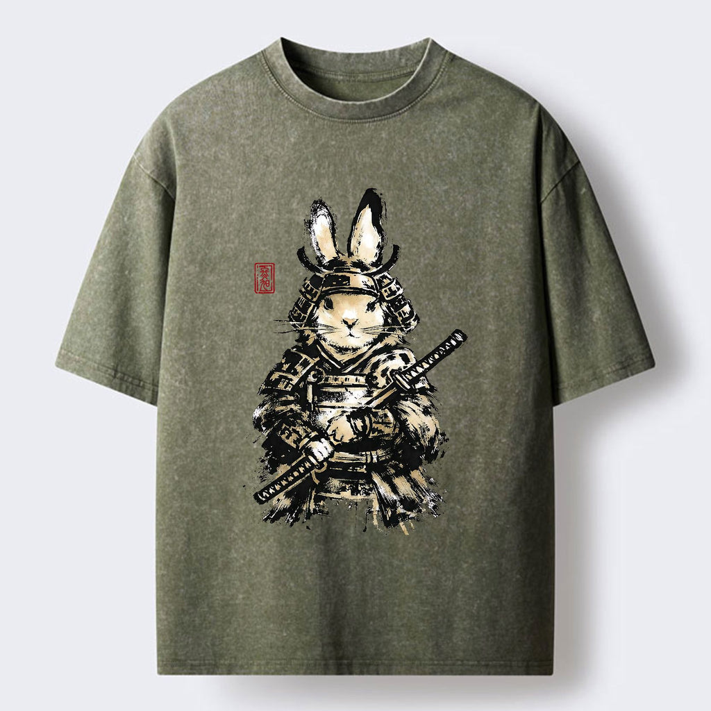 Kyoto-Lion Samurai Rabbit Washed T-Shirt