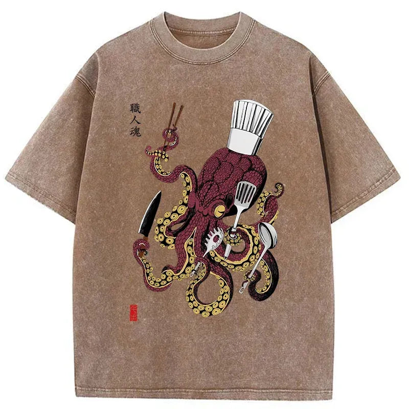 washed unisex tee with japanese design