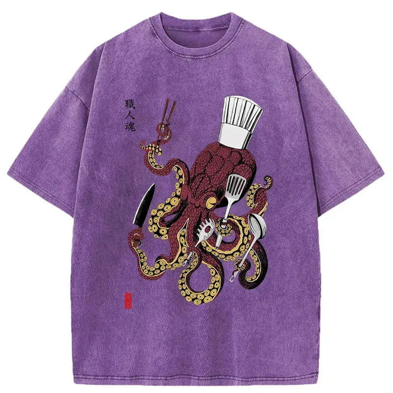 washed unisex tee with japanese design
