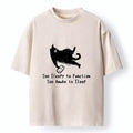Japanese Black Cat Washed T-Shirt for Daily Wear