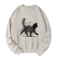 Washed Unisex Sweatshirt with Cat Design Free Shipping