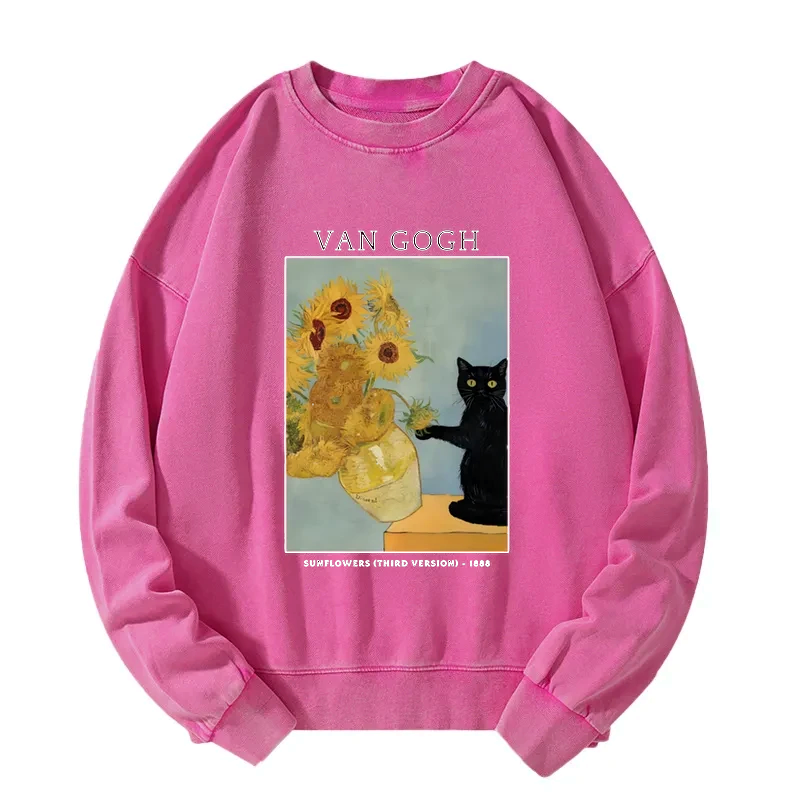 Japanese Black Cat Sweatshirt for Streetwear
