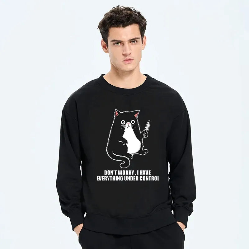 comfortable classic sweatshirt with japanese cat