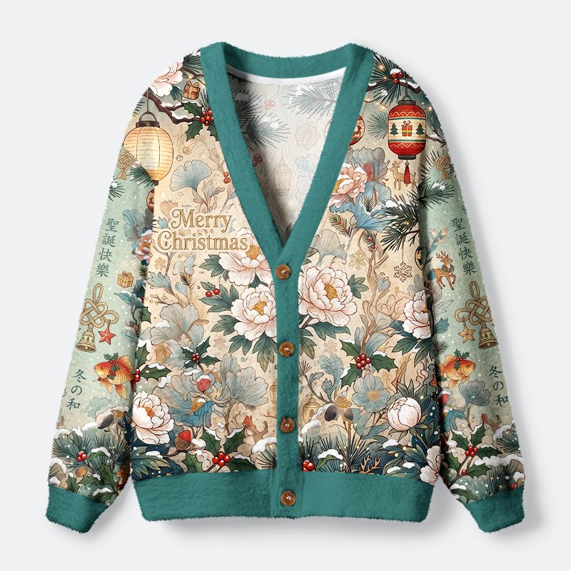 Kyoto-Lion Lucky Koi Cat Ugly Cardigan Sweater