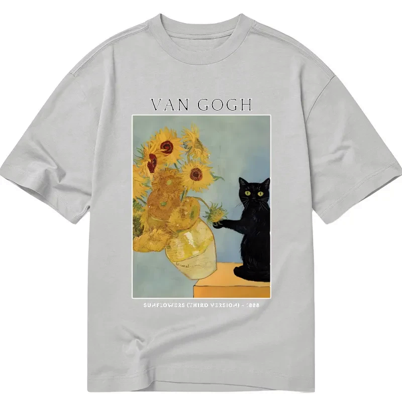 Kyoto-Lion Black Cat With Sunflowers Classic T-Shirt