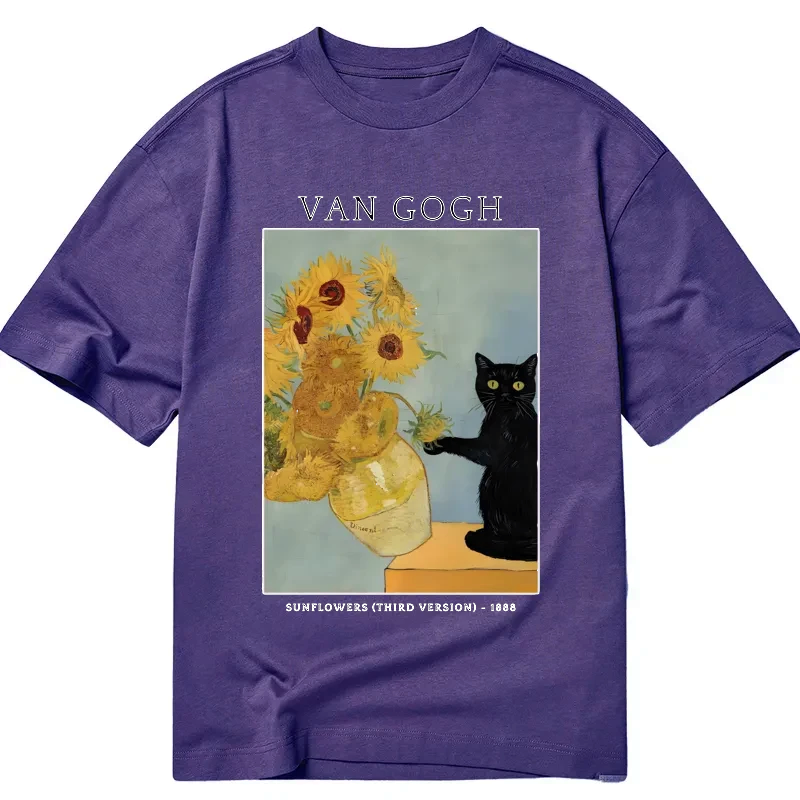 unisex black cat t-shirt for daily wear