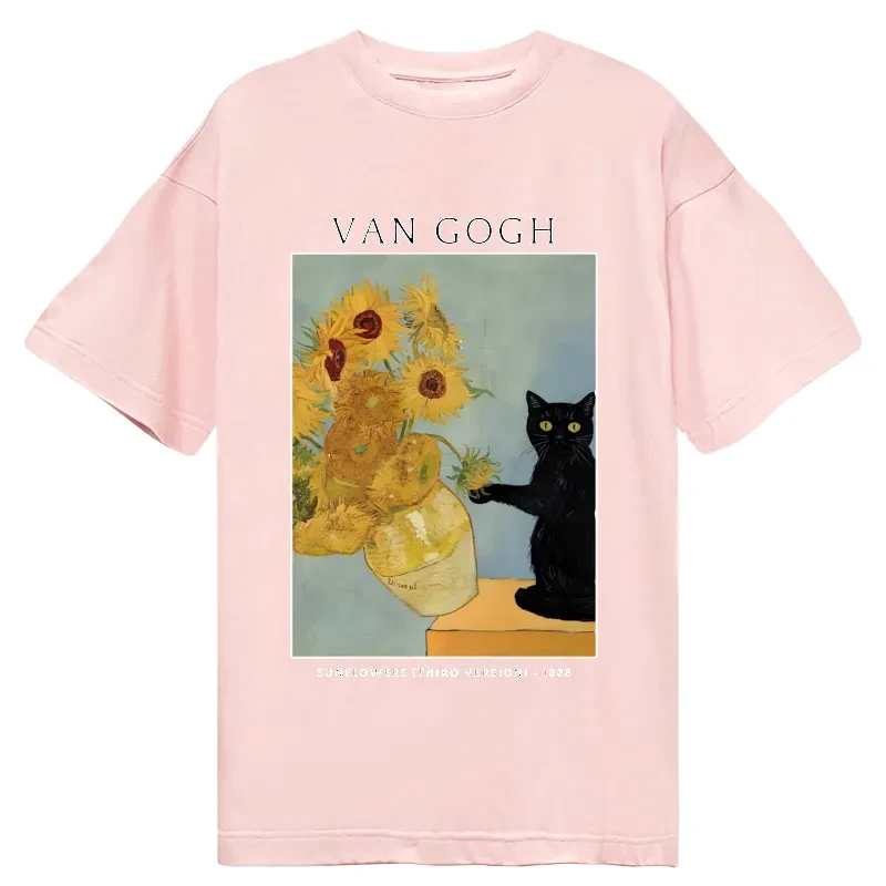 japanese black cat sunflowers classic tee