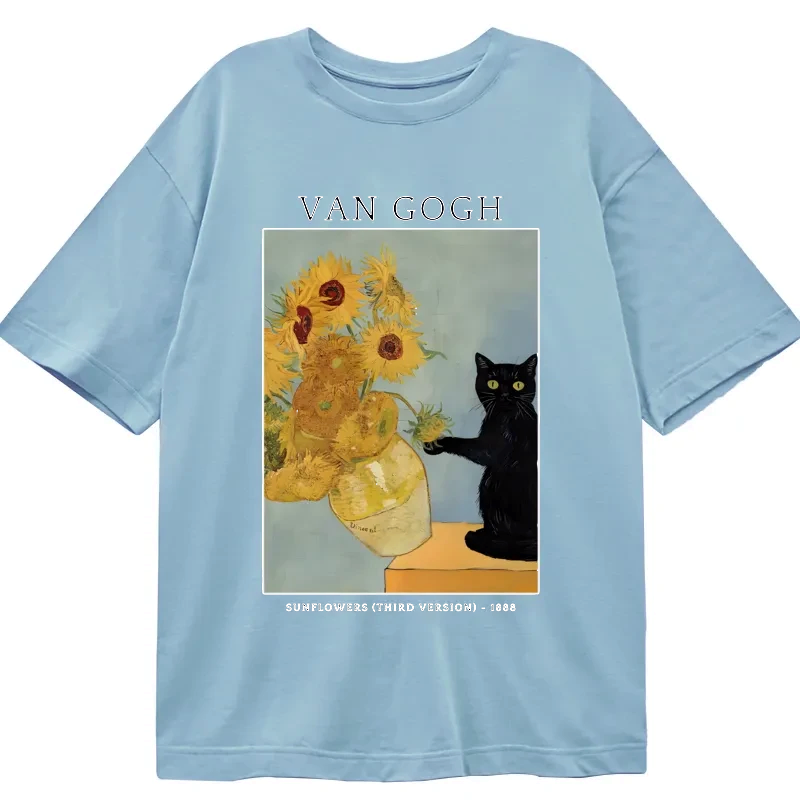 unisex black cat t-shirt for daily wear
