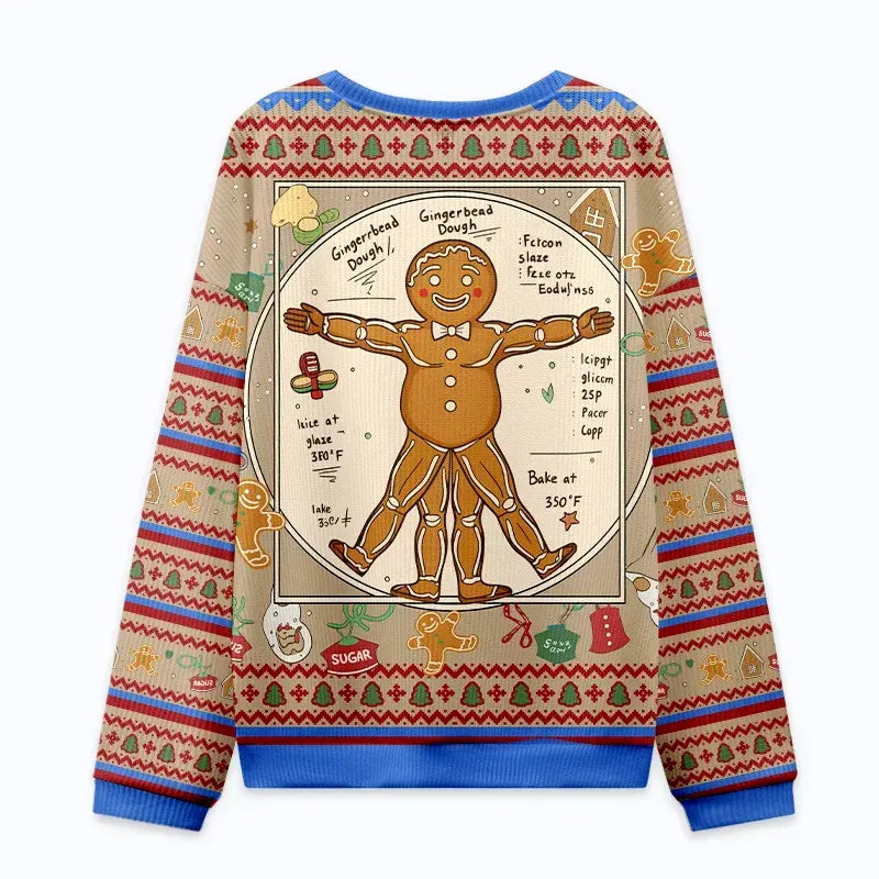 Funny Christmas Ugly Sweatshirt with Gingerbread Man