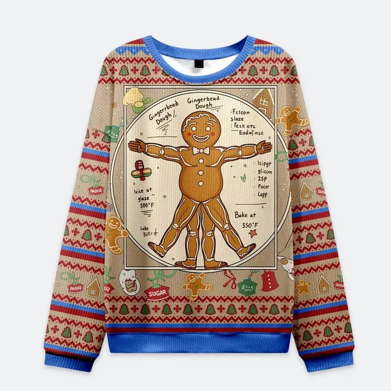 Funny Christmas Ugly Sweatshirt with Gingerbread Man