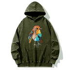 Kyoto-Lion Sparkly Wild Bird Washed Hoodie