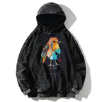 Kyoto-Lion Sparkly Wild Bird Washed Hoodie