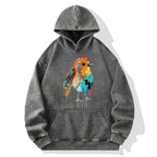 Kyoto-Lion Sparkly Wild Bird Washed Hoodie