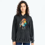 Kyoto-Lion Sparkly Wild Bird Washed Hoodie