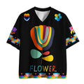 Kyoto-Lion Colorful Minimalist Flower Mesh Jersey