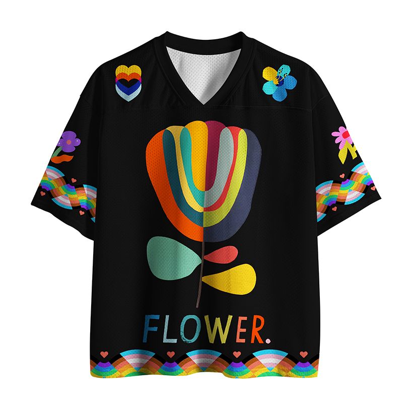Kyoto-Lion Colorful Minimalist Flower Mesh Jersey