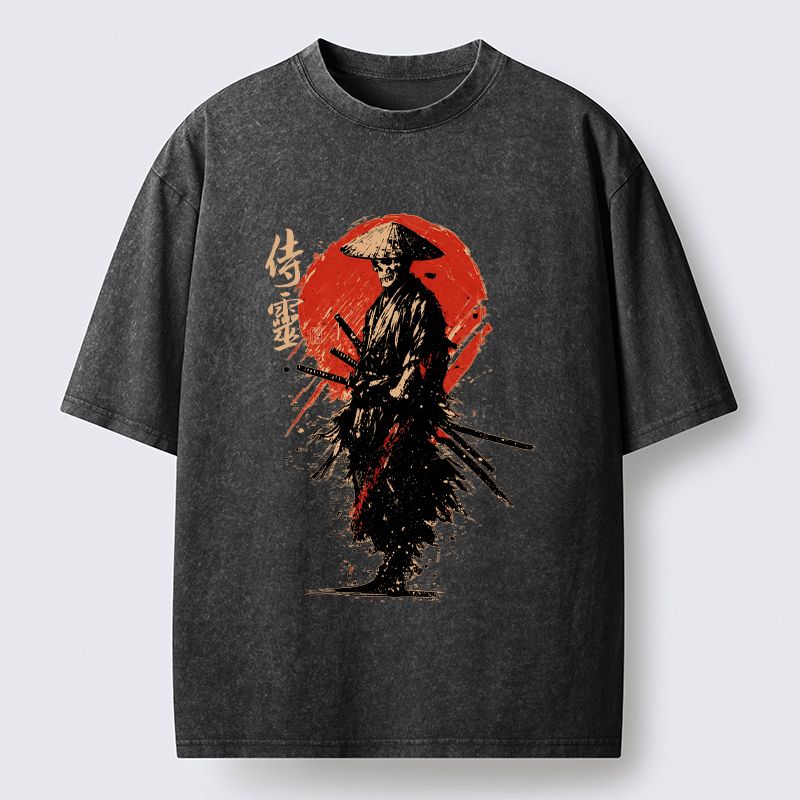 washed samurai t-shirt for daily wear