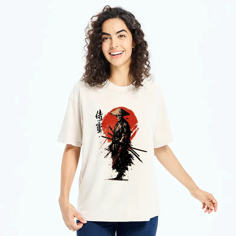 washed samurai t-shirt for daily wear
