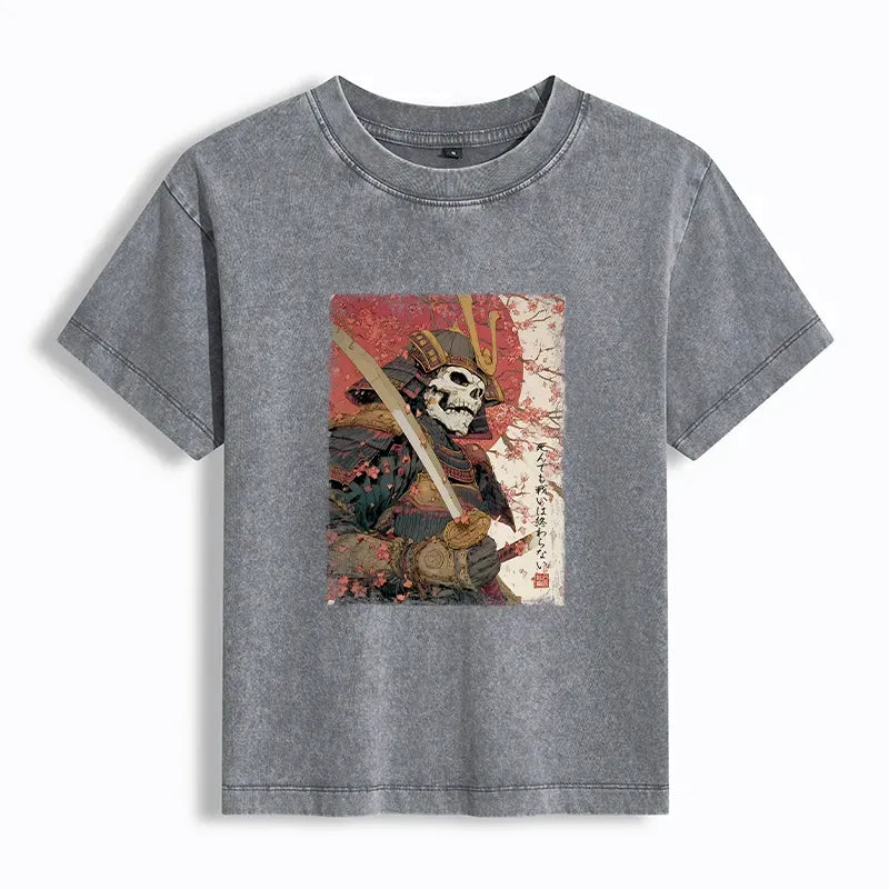 Kyoto-Lion Samurai Under The Sakura Women's Washed T-shirt