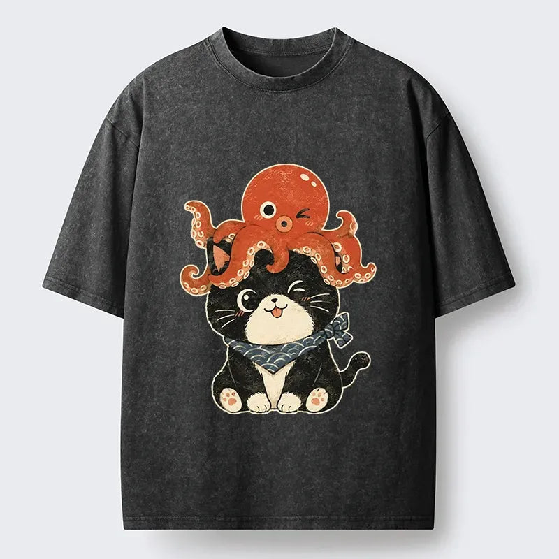 funny octopus cat meme t-shirt gift idea